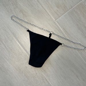 Black and silver chain g string